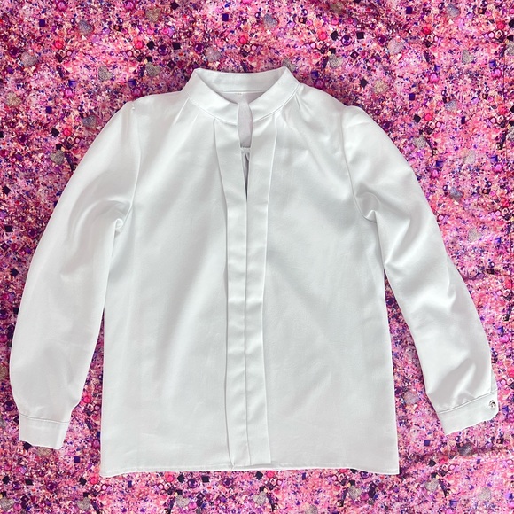 Tops - White Long Sleeve Blouse